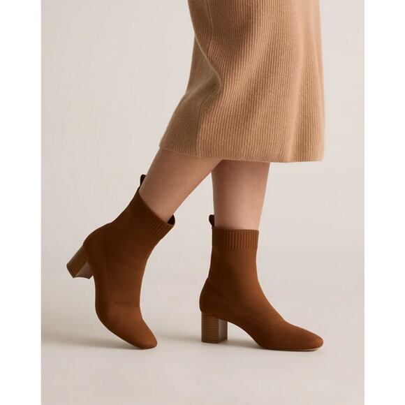 Quince EcoKnit Heeled Bootie Cognac Size 6 NWT in Box - Picture 4 of 7